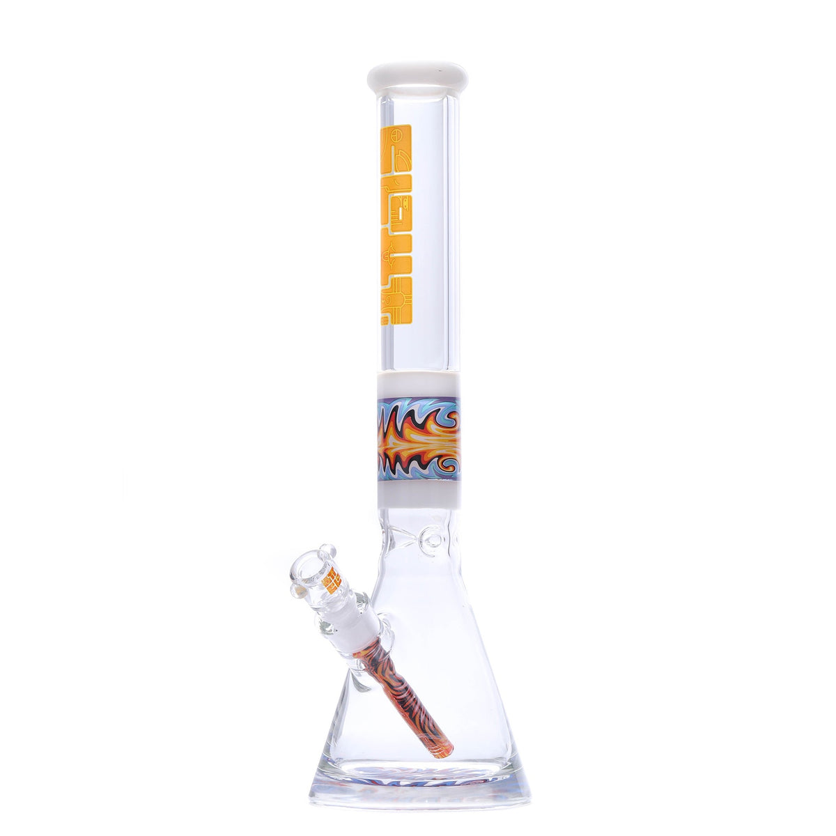Clout 18" 7mm White Wig Wag Straight Tube & Beaker Set
